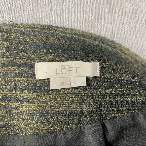 LOFT Black & Olive Green Curvy Tweed Mini Skirt Women’s Size 2 - Picture 7 of 9